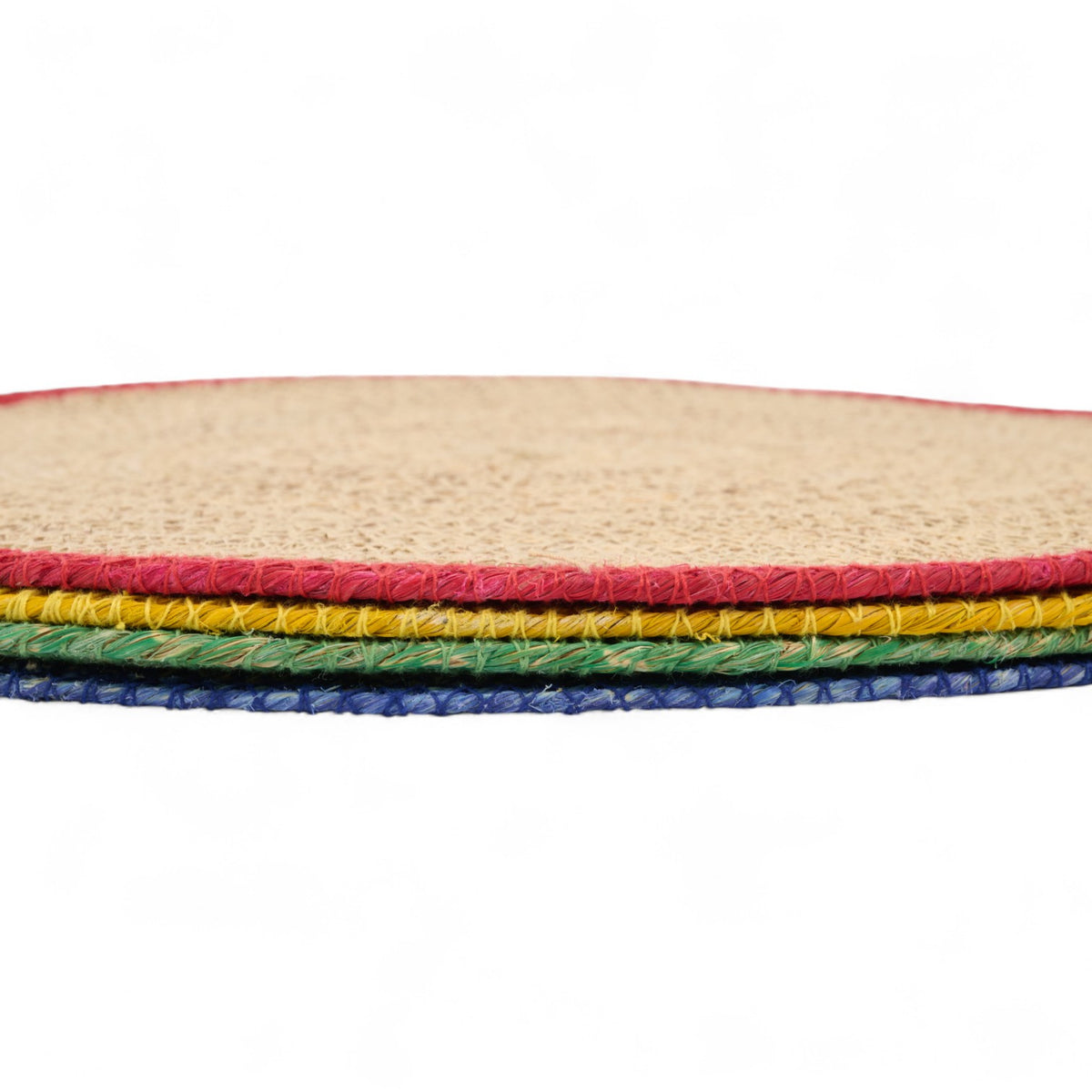 Hand Braided Placemat - Natural with colorful stripe