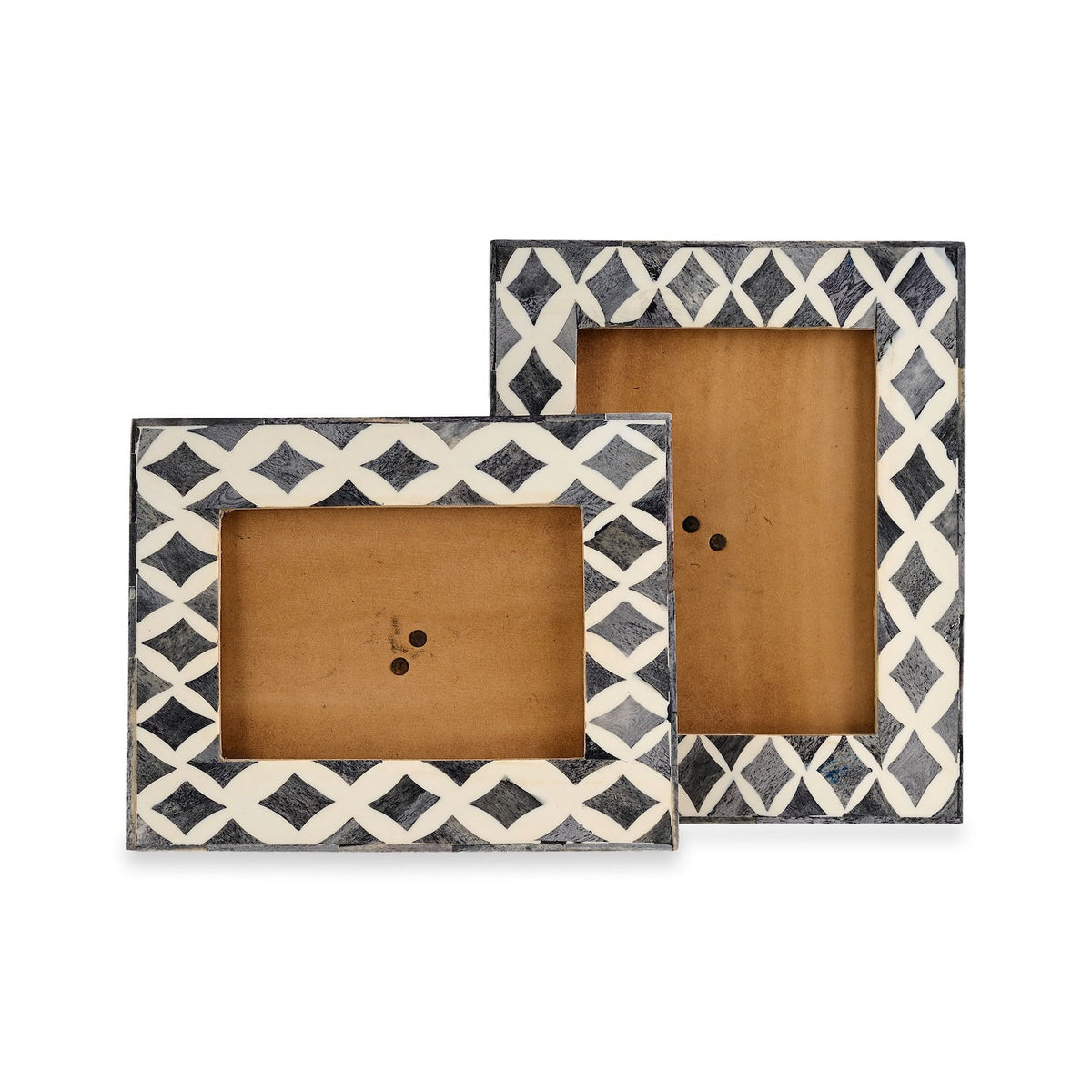 Horn Photo Frame- Beige and Grey Diamond Shape