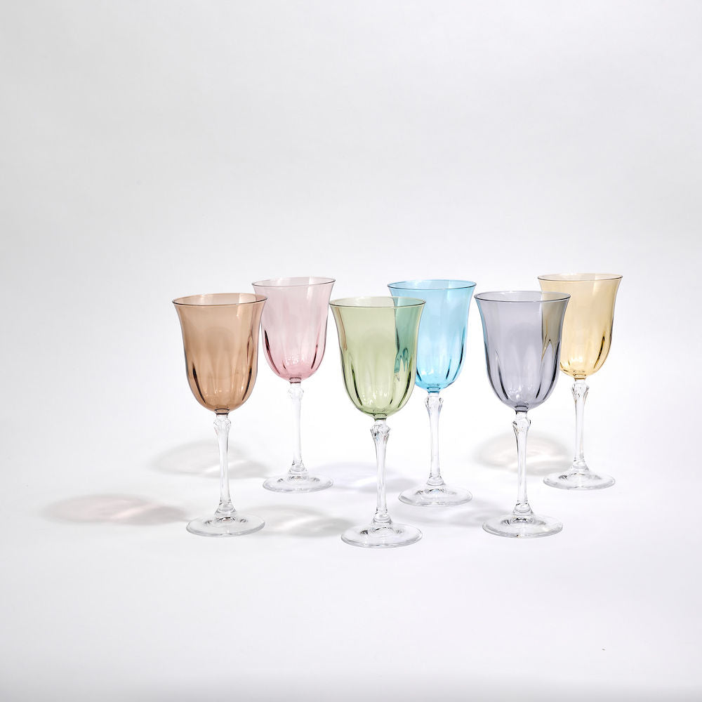 Pastel Colored Wine Glasses, Set of 6