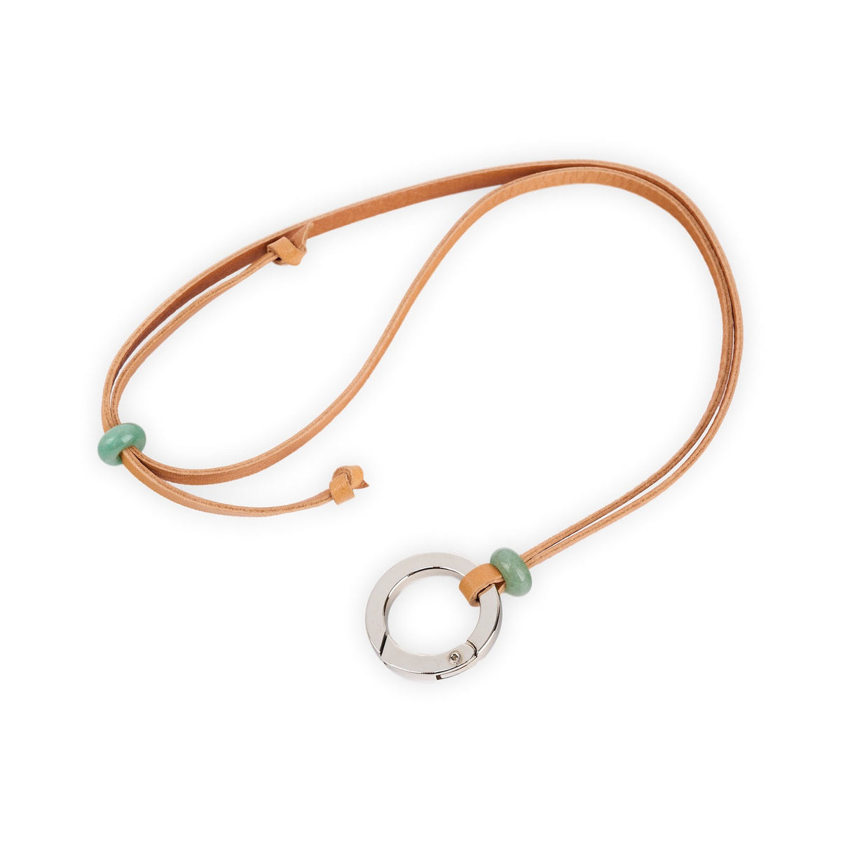 Eyeglasses Necklace Holder Latte Cotton & Silver Ring