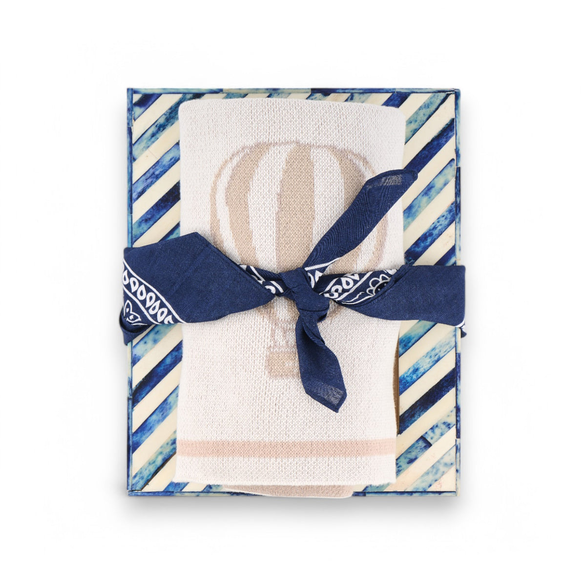 Blue Picture Frame & Knitted Blanket Baby Gift Set