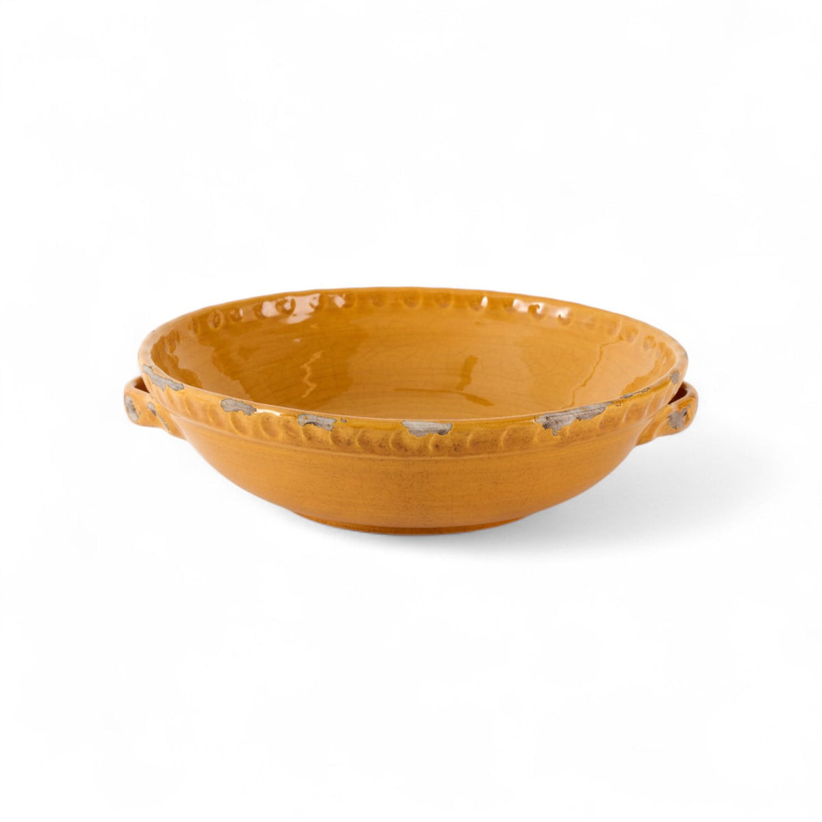Grey Pompeii Crackle Glaze Bowl with Handles- 34cm