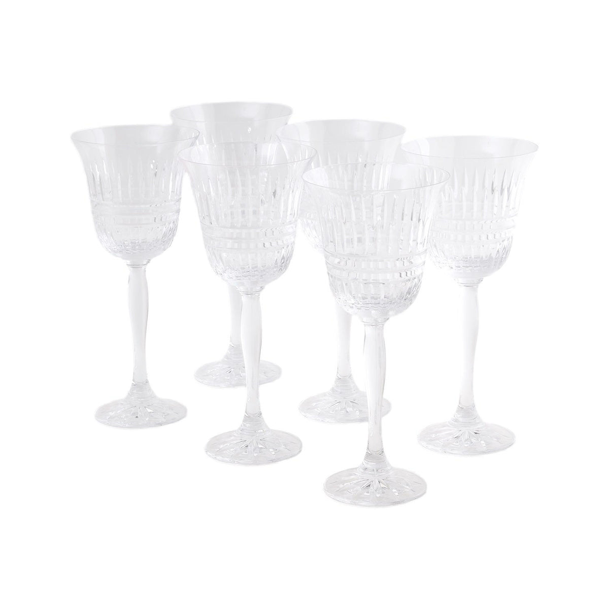Clear Wine Crystal Lines Glasses, set of 6