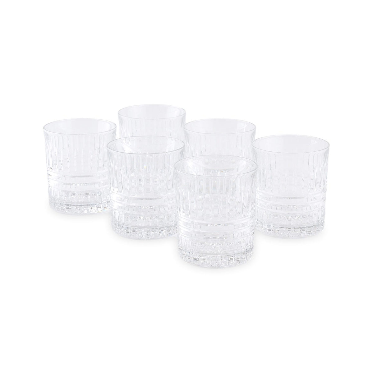 Clear Whisky Crystal Lines Glasses, set of 6