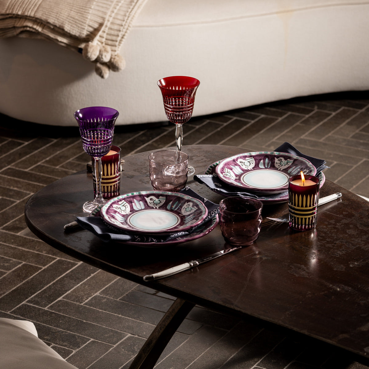 Lines Colored Wine Glasses, Set of 6