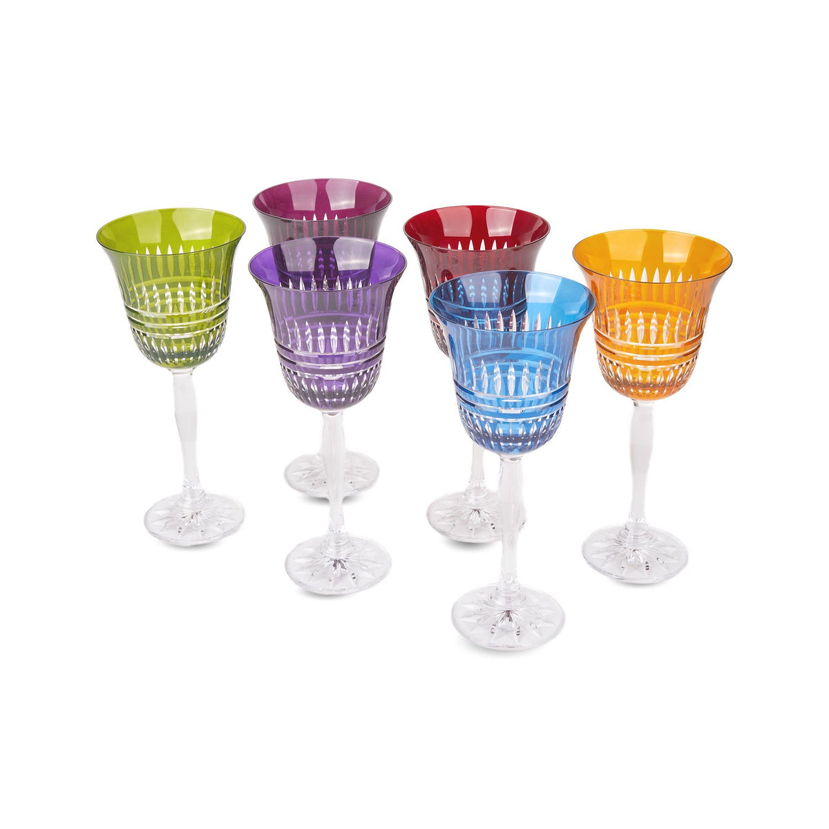 Lines Colored Wine Glasses, Set of 6