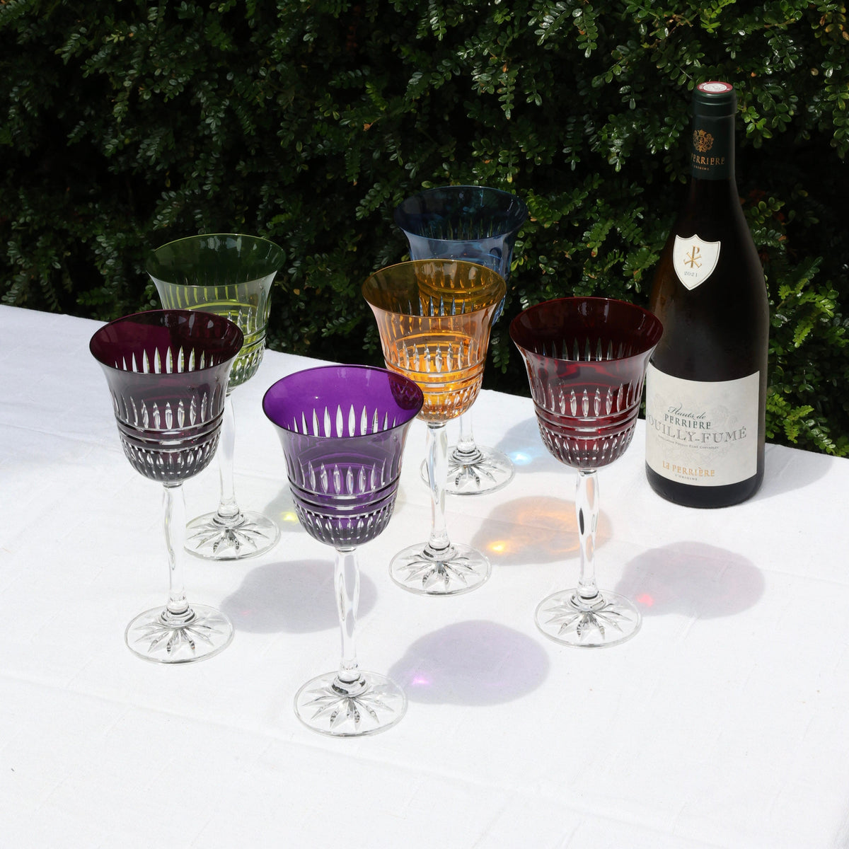 Lines Colored Wine Glasses, Set of 6