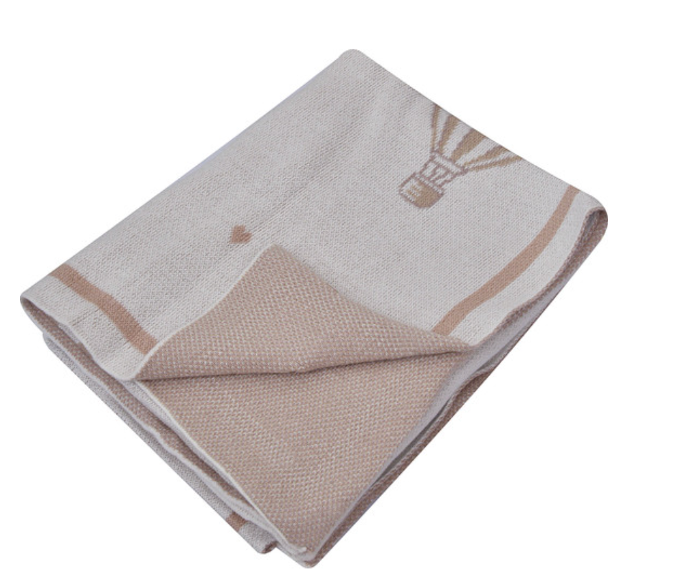 Take Me Home Knitted Blanket with Hot Air Balloon Design