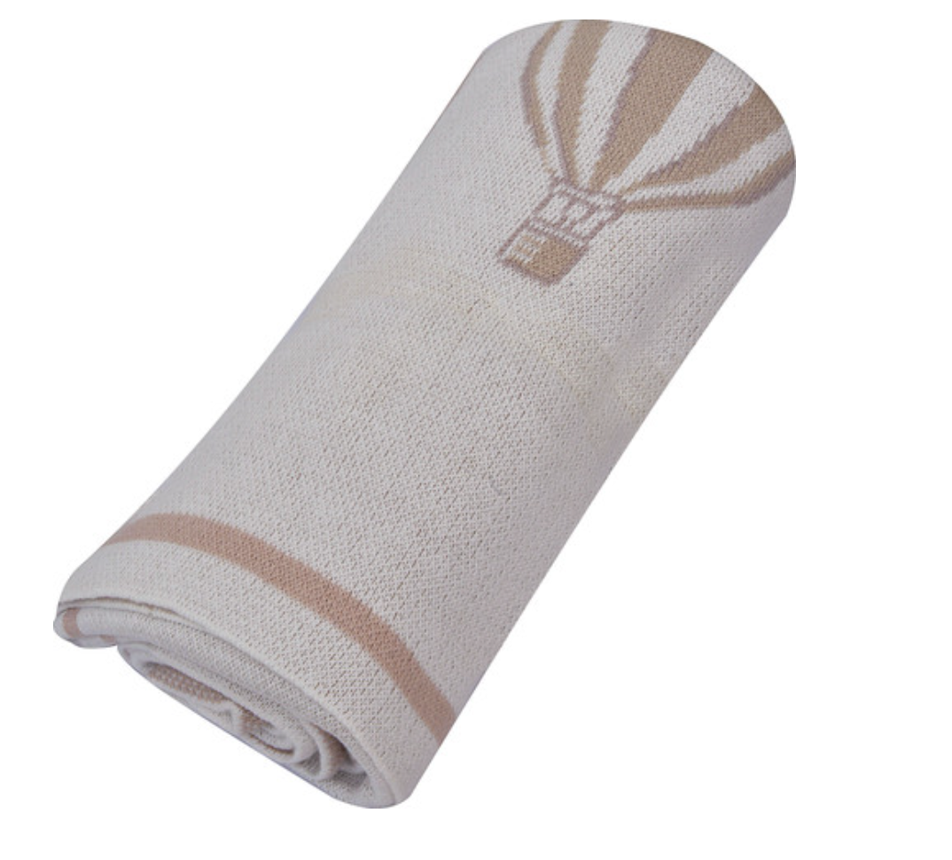 Take Me Home Knitted Blanket with Hot Air Balloon Design