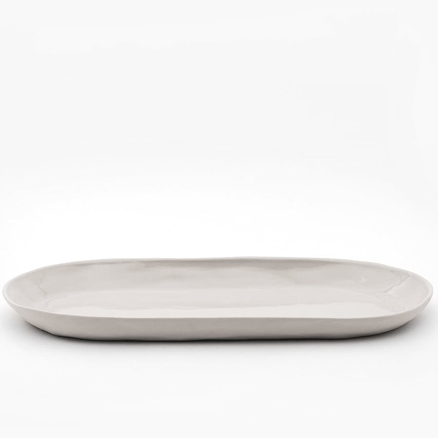 Organic Stoneware Gray Oval Platter