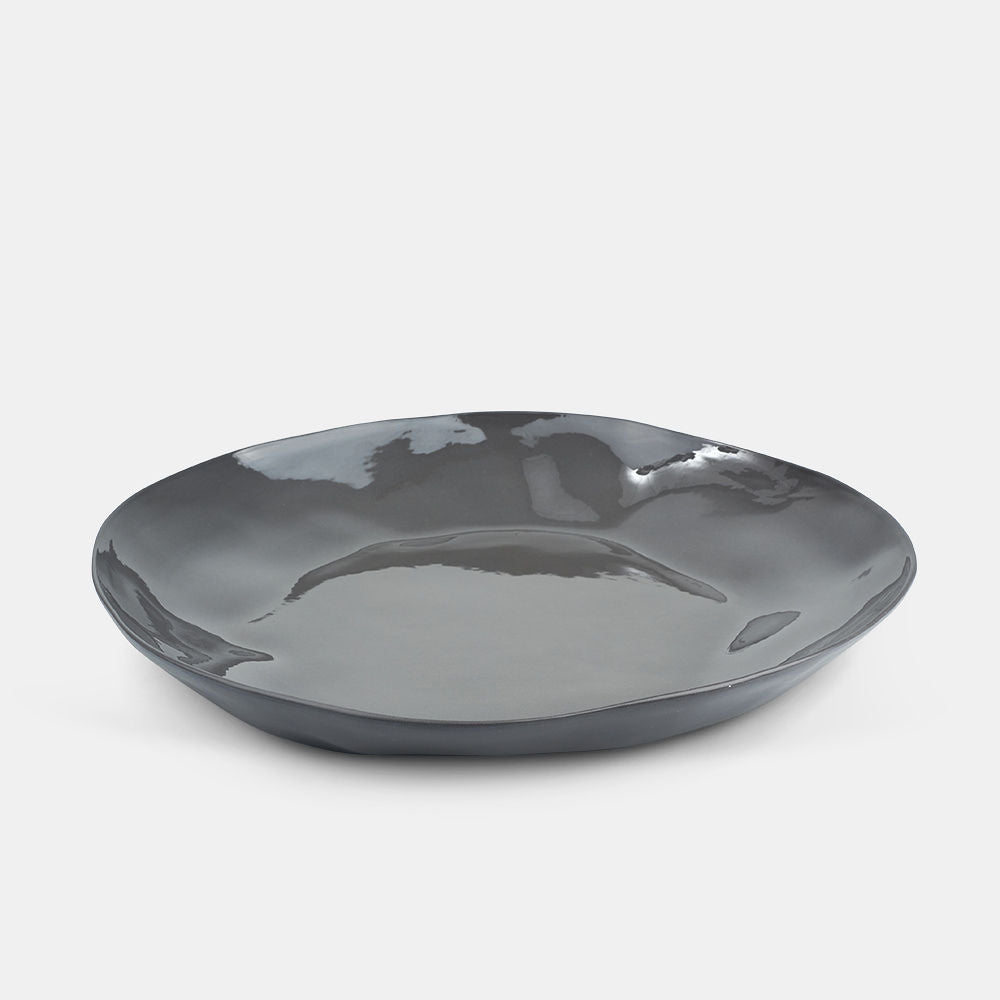 Organic Stoneware Charcoal Round Platter