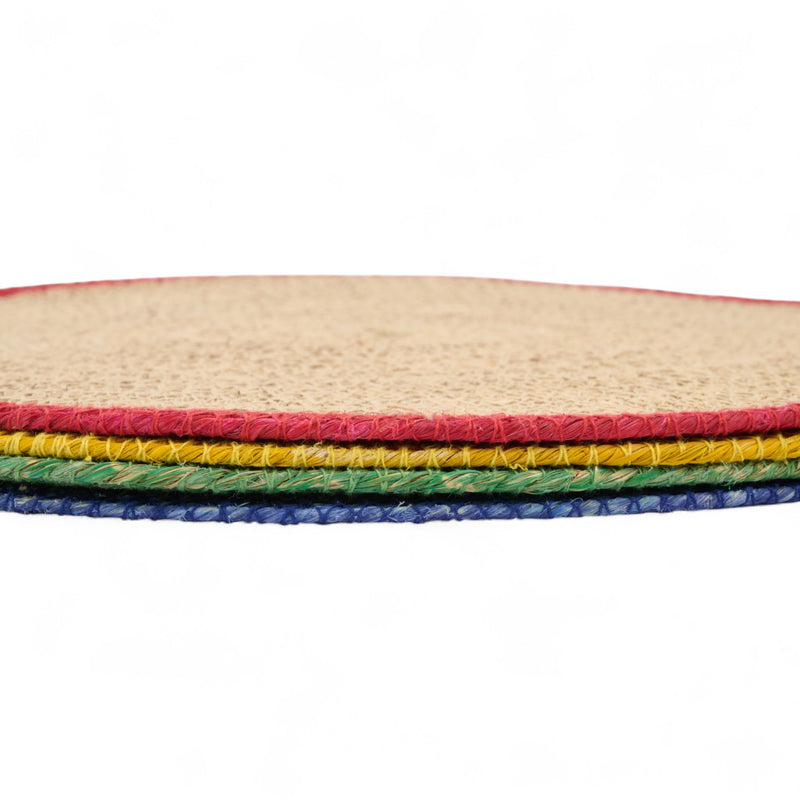 Hand Braided Placemat - Natural with colorful stripe