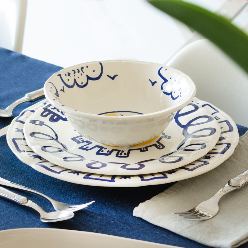 Gien X JCC Dinner Artistic Set of 6 – Blue Bandana