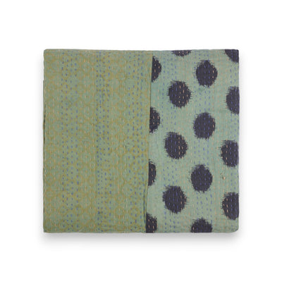 Hand-sewn Kantha Throw Blanket - Blue