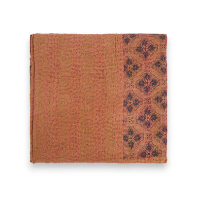 Hand-sewn Kantha Throw Blanket - Blue