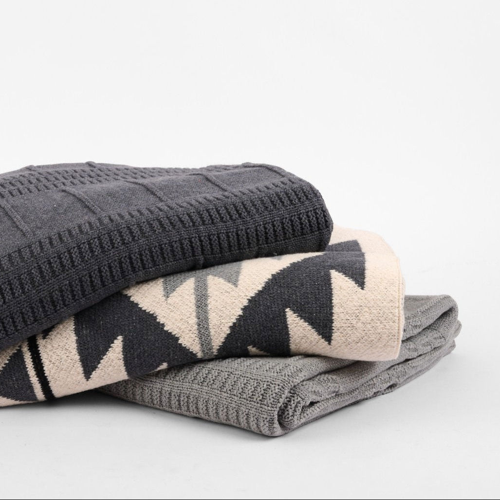 Knitted Cotton Throw - Aztek