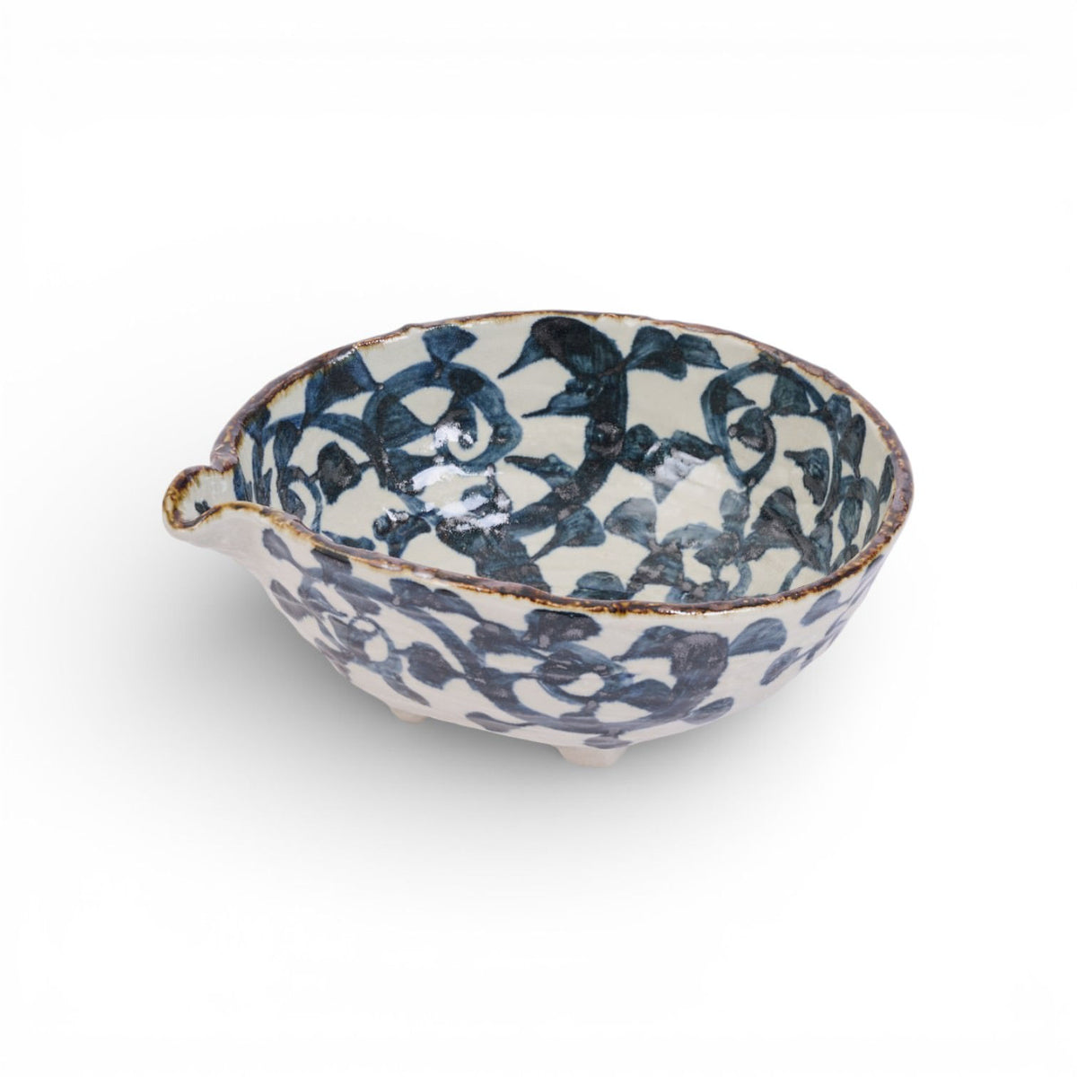 Banzai Floral Blue Bowl with a Spout