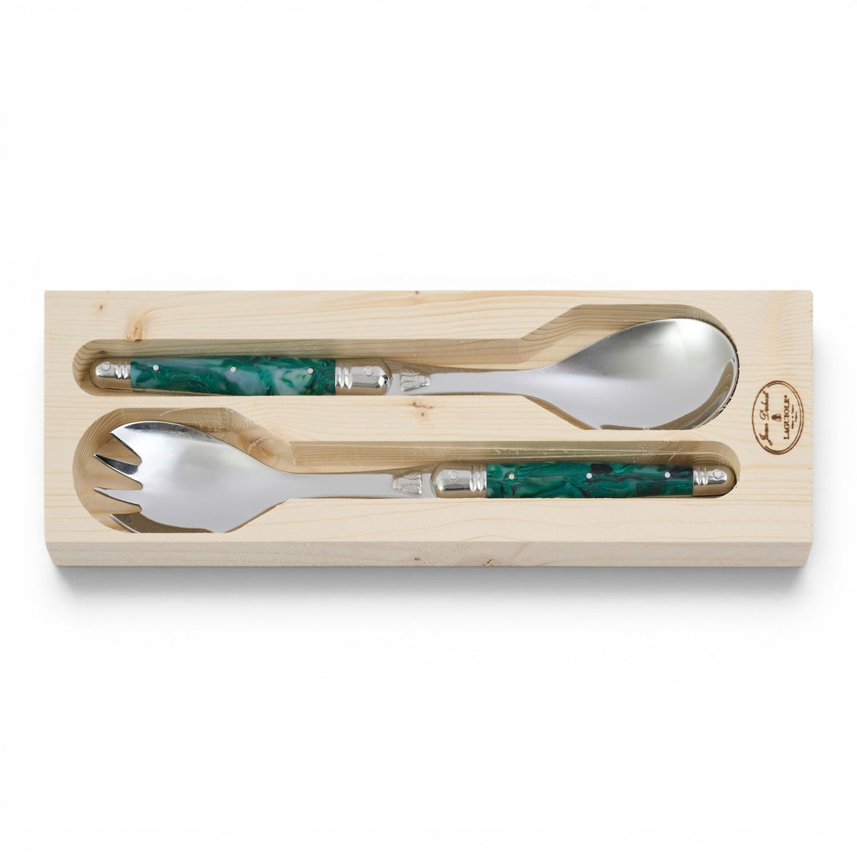 Boxed Salad Servers - Marble Green