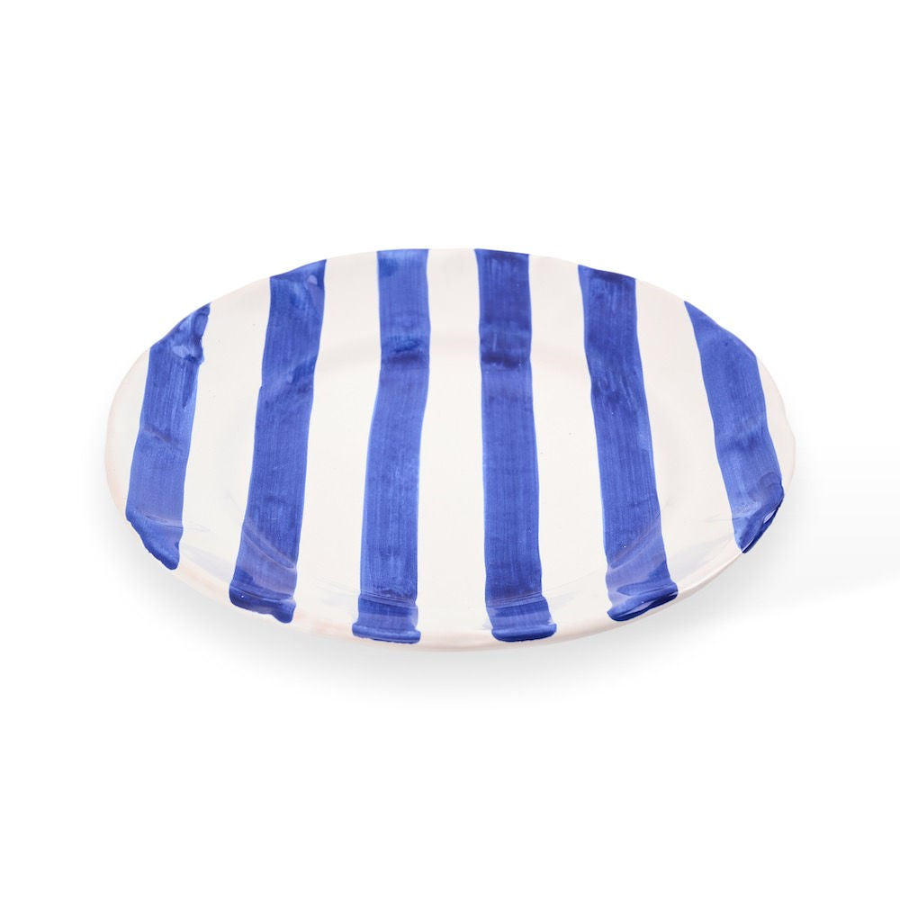 צלחת מנה ראשונה כחולה מפוספסת קמפניה