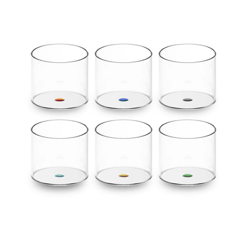 סט של 6 כוסות עם נקודות צבעוניות