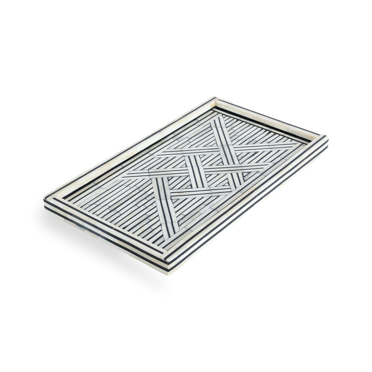 Horn & Resin Rectangular Tray Black & White