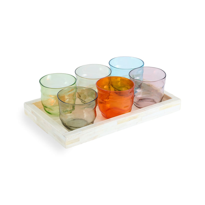 Horn & Resin Rectangular Off White Tray
