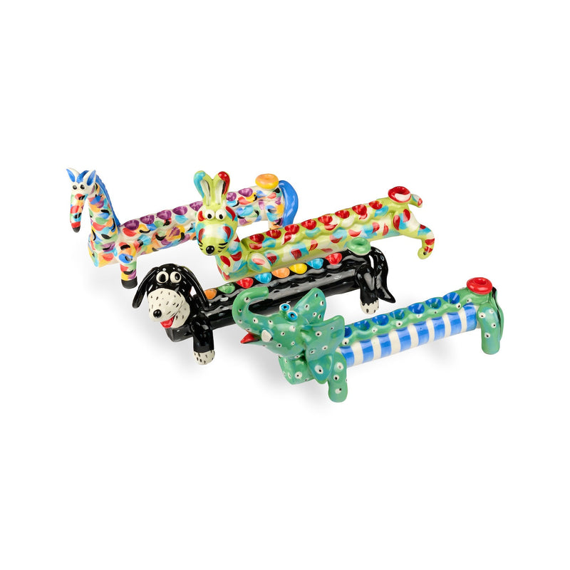 Colorful Hanukkiah Red Dog