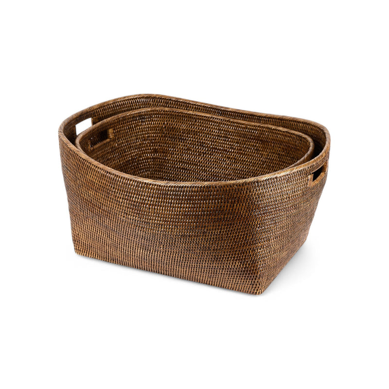 Rattan Open Basket With Handles