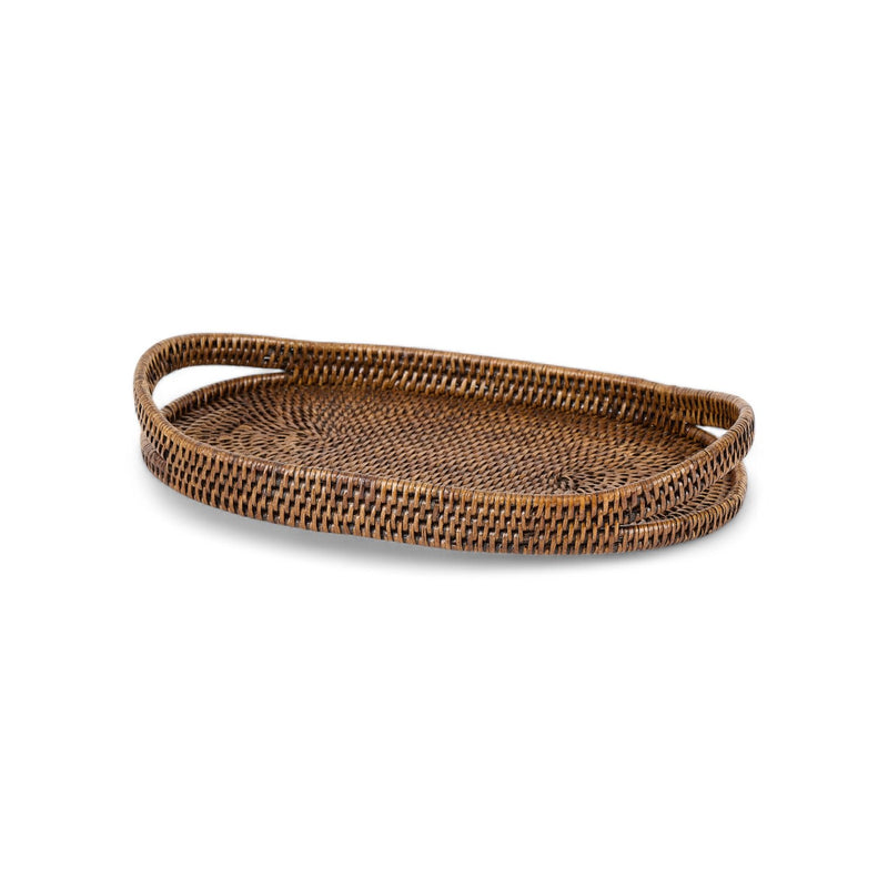 Rattan Oval Tray With Curved Handles