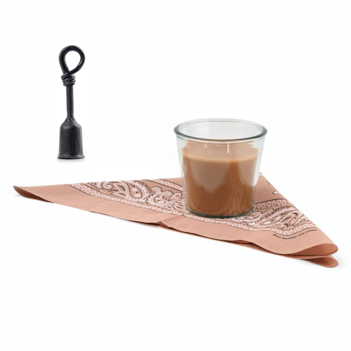 Jasmine Scented Clara Candle Wrapped in Bandana+ Candle Snuffer Set