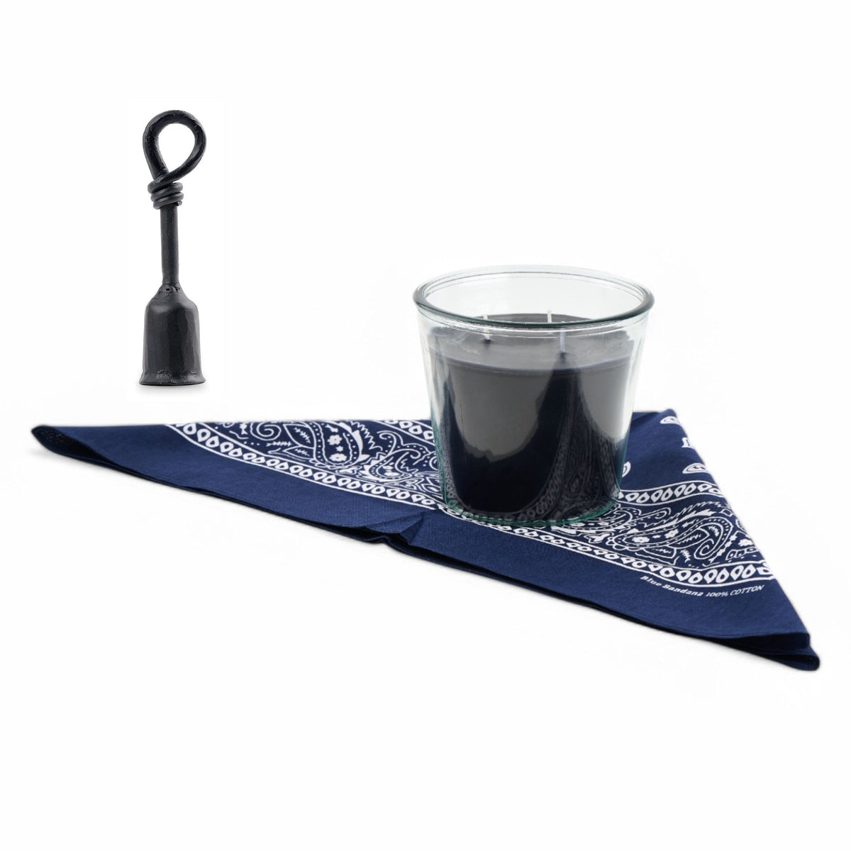 Jasmine Scented Clara Candle Wrapped in Bandana+ Candle Snuffer Set
