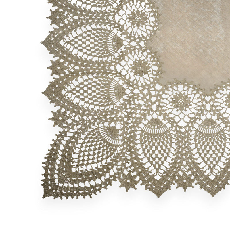Waterproof Vinyl Crochet Tablecloth- Dark Grey