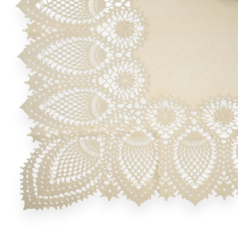 Waterproof Vinyl Crocher Tablecloth -Off White