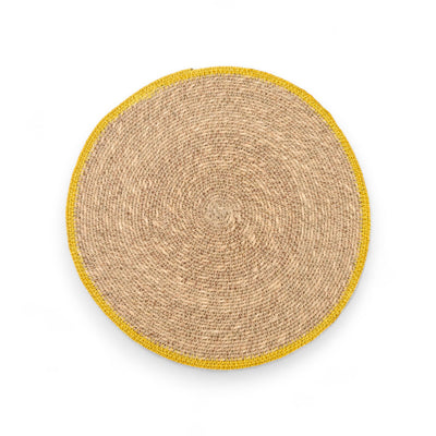 Hand Braided Placemat - Natural with colorful stripe