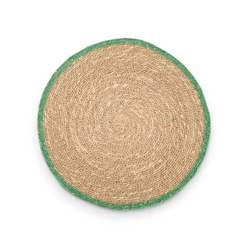 Hand Braided Placemat - Natural with colorful stripe