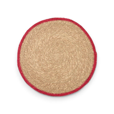 Hand Braided Placemat - Natural with colorful stripe