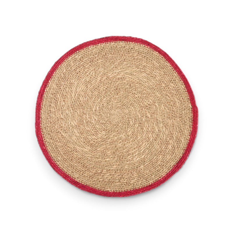 Hand Braided Placemat - Natural with colorful stripe