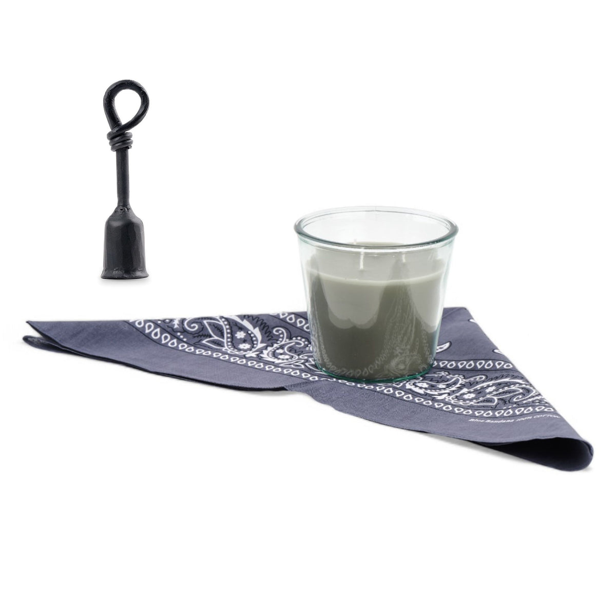 Jasmine Scented Clara Candle Wrapped in Bandana+ Candle Snuffer Set