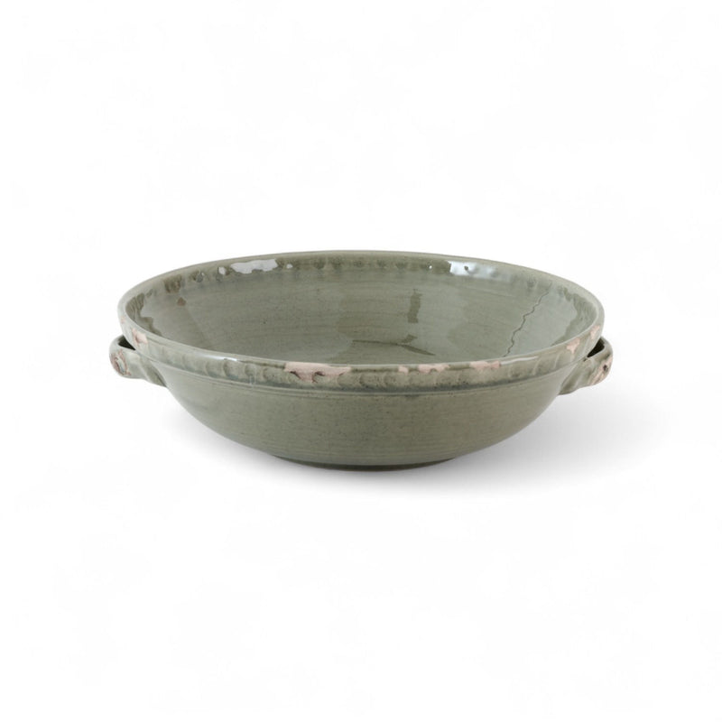 Grey Pompeii Crackle Glaze Bowl with Handles- 34cm