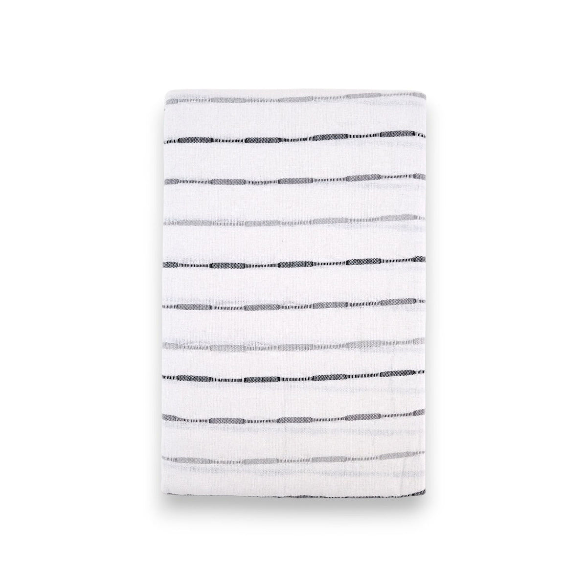 Tablecloth White with Black Lines/Fringes