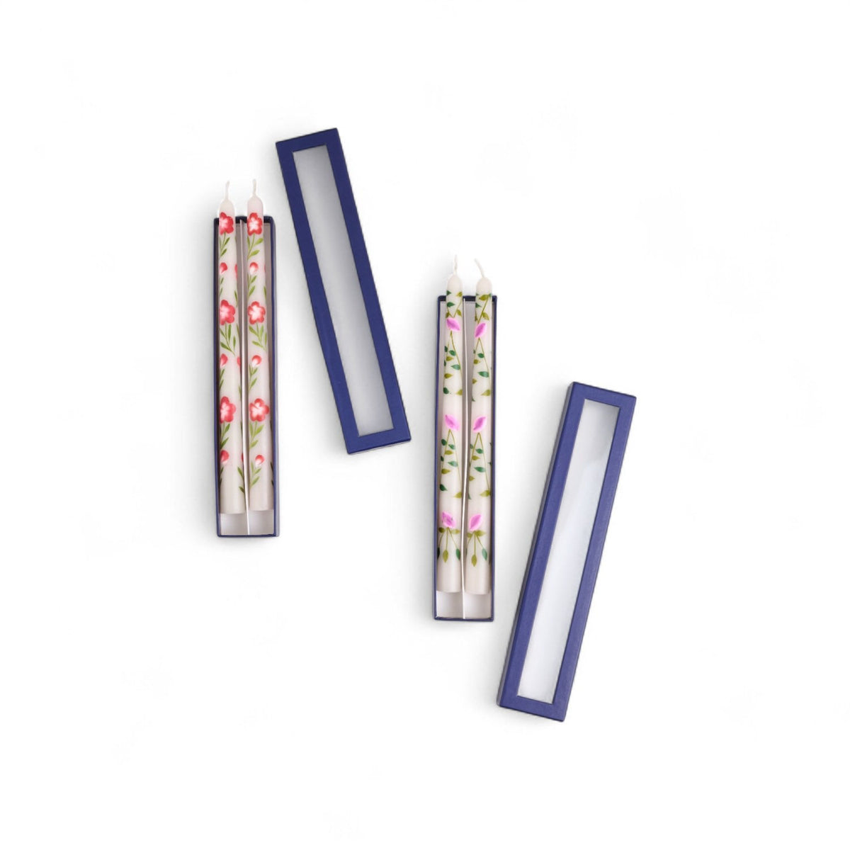 Leaf Design Long Candles Set of 2