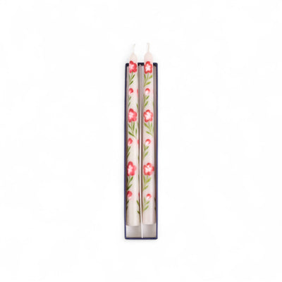 Leaf Design Long Candles Set of 2