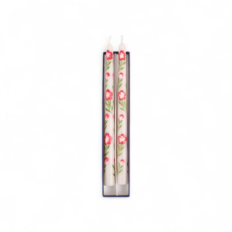 Leaf Design Long Candles Set of 2