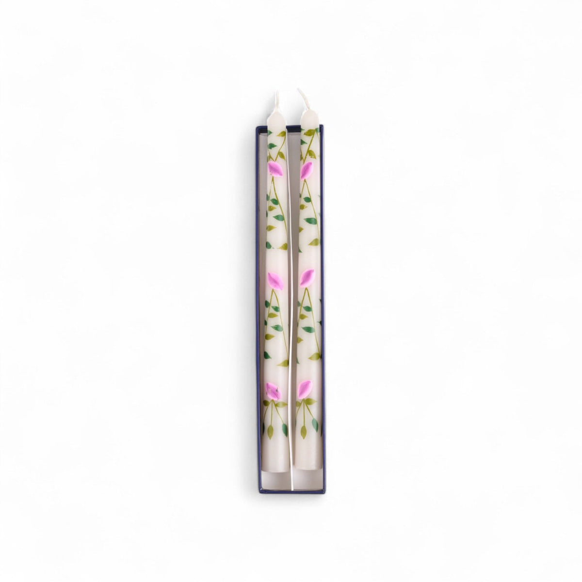 Leaf Design Long Candles Set of 2