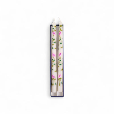 Leaf Design Long Candles Set of 2