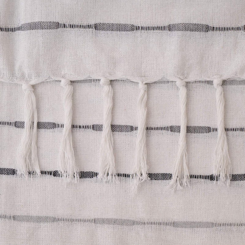 Tablecloth White with Black Lines/Fringes