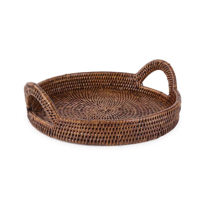 Rattan Round Tray With Handle