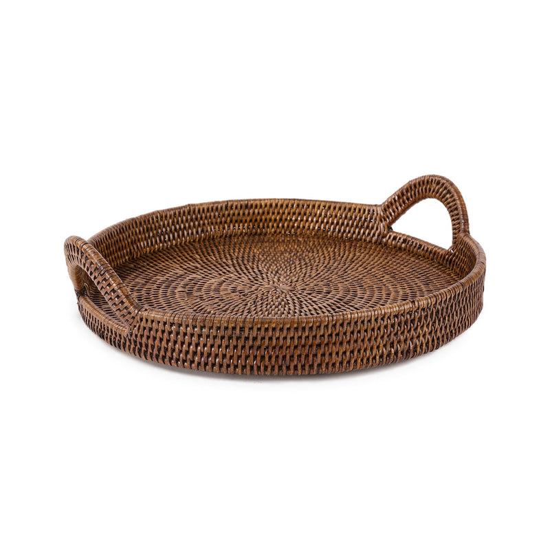 Rattan Round Tray With Handle