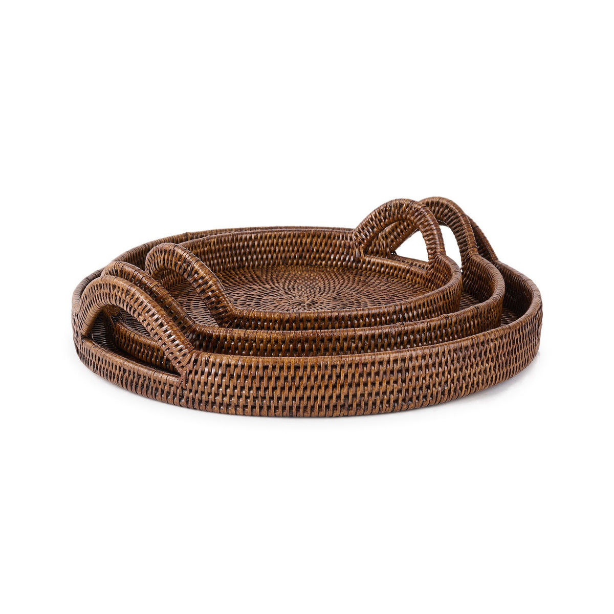 Rattan Round Tray With Handle