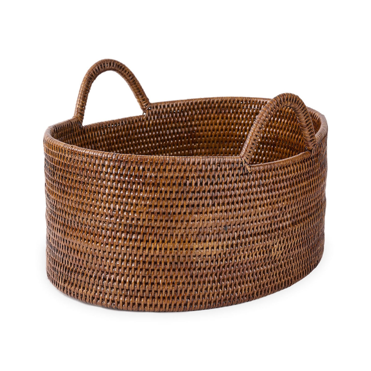 Rattan Oval Basket with Handles Medium